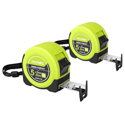 HAUTMEC Tape Measure16ft with Fractions 1/8 – Dual Scale Metric & Imperial Measuring Tape Retractable – Compact Economical for Home DIY Renovations Crafting Quick Fixes HT0314-2PC - style: 16ft-2PCS