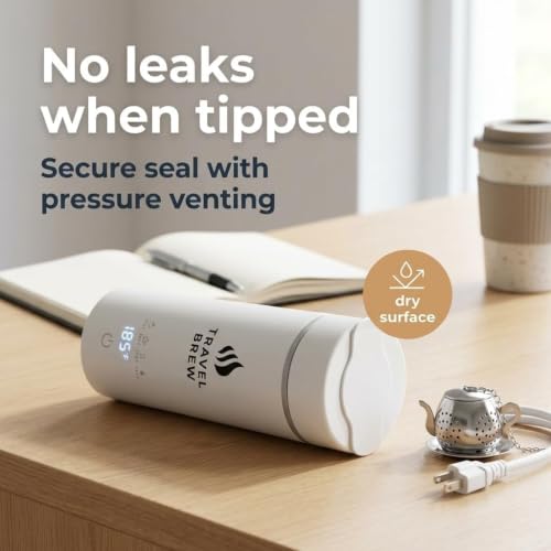 Portable Travel Kettle with Tea Infuser- Mini Electric Kettle with 4 Temperature Settings, with Auto Shut-Off & Boil Dry Protection (White) - color: White