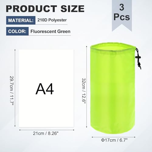 Drawstring Bag with Toggle Cinch Sack and Ditty Pouch Durable Ditty - color: Fluorescent Green, size: Medium