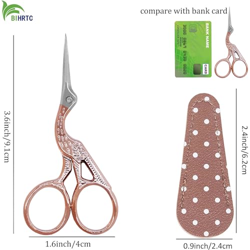 BIHRTC 3.6 Inch Embroidery Scissors Small Precision Embroidery Scissors | Stainless Steel Crafting Shears for Needlework Threading Sewing Handcraft Crochet Artwork DIY Tools - color: Rose Gold, size: 3.6inch