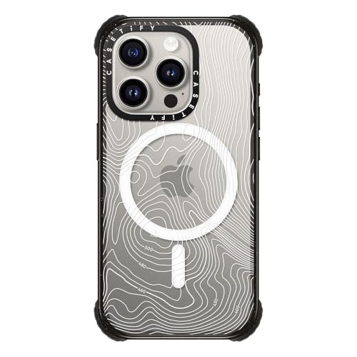 CASETiFY for iPhone 15 Pro Case - Ultra Impact Compatible with MagSafe | Strong Slim | 11.5 ft. 5X Militray Grade Drop Protection | Topography Map | Black - color: Topography Map, size: Iphone 15 Pro (6.1")