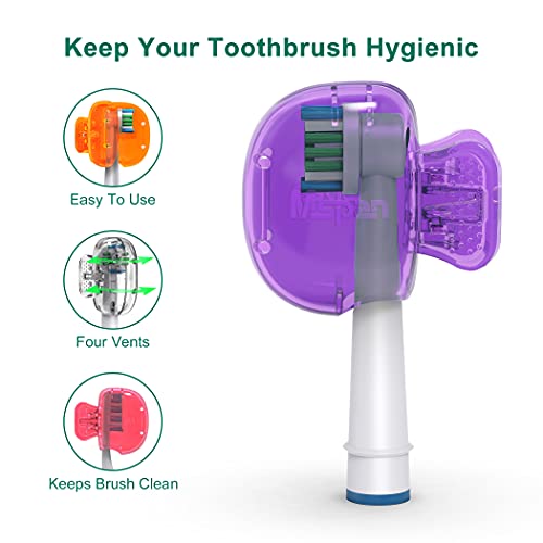 Mspan Electric Toothbrush Head Cover: Sonic Toothbrush Cap Travel Protector Plastic Brush Pod Protection Clip Case Value Pack - color: Purple, Pink, Orange, Clear