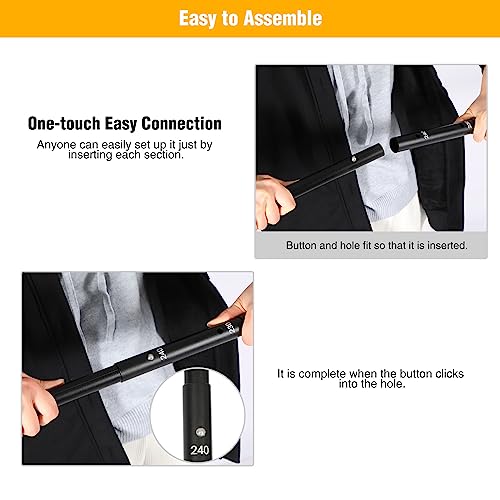 Aluminum Adjustable Heavy Duty Camping Tarp Poles, 36in to 95in Telescoping Aluminum Portable Awning Poles for Camping, Backpacking, Hiking (Black, Set of 2)