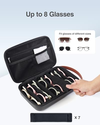 Luxtude Travel Sunglasses Organizer Case, Hard Shell Sunglasses Travel Case - color: Black-8 Pairs