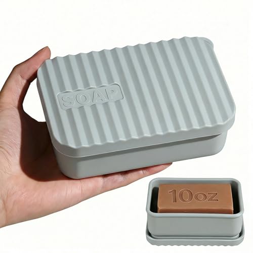 OTHIX Large Leakproof Travel Soap Case for 10 oz Bar Soap, Silicone Soap Container Compatible with Duke Cannon & Dr. Squatch Style Big Bars, Tight-Seal Soap Box for Gym, Camping, Bathroom (Gray) - color: Gray