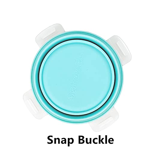 CCyanzi 3piece Round Collapsible Bowl with Lids, Silicone Food Storage Containers, Microwave & Freezer Safe, Space Saving for Kitchen Cabinet and Camping Backpack,(Blue) - color: blue