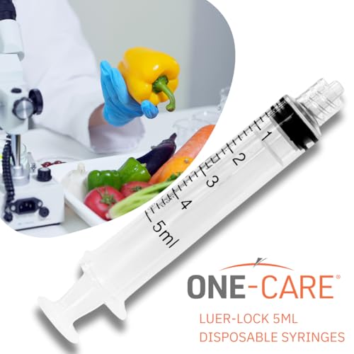 ONE-CARE 5ml (5cc) Luer-Lock Syringes, Sterile, Blister-Packed, 100/bx | High-Transparency Barrel, Precise Graduation for Accurate Dosing, Silicone-Lubricated Smooth Plunger Movement, Safe Backstop - size: 5ml