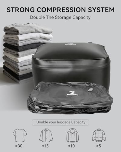 41L Travel Vacuum Bags with Pump, 180° Open,Compression Bags for Travel Luggage, Reusable IP67 Waterproof Vacuum Seal Packing Cubes for Carry On Suitcase and Backpack (2PC + Pump) - size: 2PC-PUMP