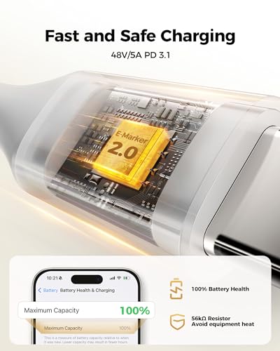 Silkland 240W USB C to USB C Cable, TypeC Fast Charging Cable 3.3FT(2 Pack) - size: 3.3FT