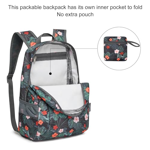 G4Free 20L Small Foldable Ultralight Waterproof Backpack for Camping Hiking Cycling Men Women - color: B-flower Black, size: 20L