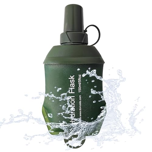 J.CARP 150ml Soft Flask Running Water Bottles, TPU Foldable Running Hydration Flask for Hydration Pack Cycling Hiking Climbing Outdoors Motorbike Green - color: Green, 150ml