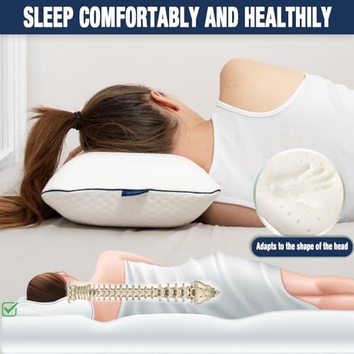 alkamto Travel & Camping Comfortable Memory Foam Pillow – Easy to Carry Portable Bag – Temperature Regulating Pillow Case - size: White Travel + Extra Cover