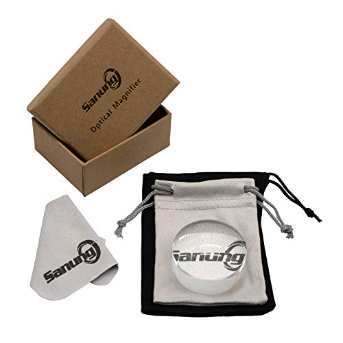Sanung 8X Dome Magnifying Glass High Definition Round High Transparent Acrylic Optical Magnifier Reading Aid Paperweight Half Ball Lens Magnifier for Reading Books Map Newspapers - size: Compact