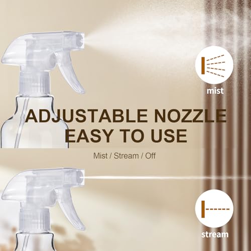 Plastic Spray Bottles (2-Pack, 16.9 Oz) Mist & Stream, Heavy Duty Spraying | Heavy-Duty Empty Water Sprayer Bottle for Cleaning Solutions, Essential Oils, Hair, Plants, BBQ, Cat Dog Behavior Correction