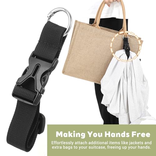 3PCS Luggage Straps, Backpack Accessories,Adjustable Suitcase Belt, Heavy Duty Travel Carry Strap with Ring Hooks,Backpack Straps, Make Your Hands Free,Easy to Carry Your Extra Bags (Black)