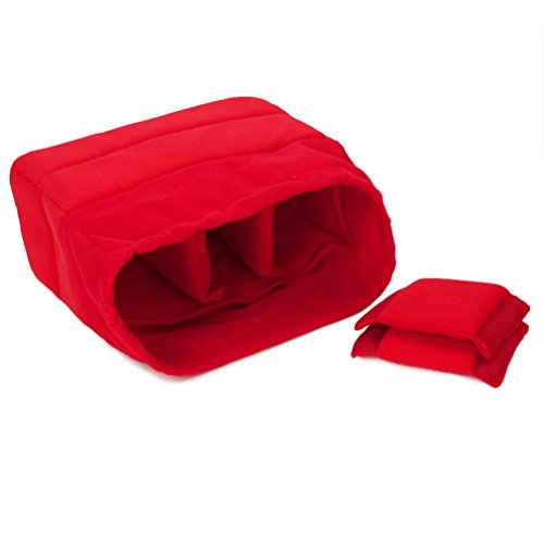 Koolertron Shockproof Camera Photo Bag for SLR TLR Camera Insert Partition Padded Case,Can be Put Directly Into the SLR Camera Bag With Freely Adjustable Compartment - color: Red