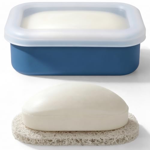 AIMAIAIMAI Compact Leakproof Silicone Travel Soap Case, Portable Soap Container with Drainage Layer - 2026 Travel Essentials for Camping, Gym & Shower (Blue) - color: Blue