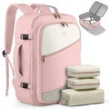 HOTOR Travel Backpack Women, 3 Packing Cubes Carry on Luggage - color: Pink, size: 17.3" x 13.0" x 7.9"