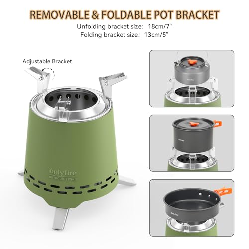 2-in-1 Wood Burning Fire Pit with Pot Rack, 7.8" Tabletop Fireplace, Green | Portable Stainless Steel Camp Stove with Carry Bag for Camping, Patio, Backyard, RV & Tailgating, Smokeless Firepit, FP053 - color: Green, size: 7.8"