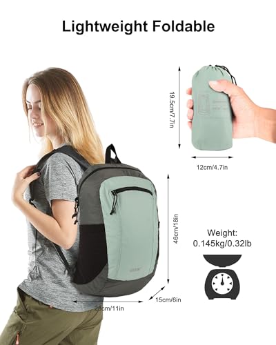 GOX Foldable 20l Backpack For Travel Lightweight Hiking Packable Daypack for Men Travel Camping Outdoor Bag Women (Jade) - color: Jade