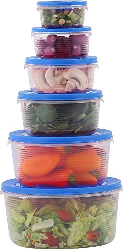 MILTON Mixing Bowl Set with Lids; Kitchen Food Storage Containers, Plastic Airtight Nesting Stackable Meal Prep, 6 Bowls & 6 Covers; No Spill Leakproof Lightweight - for Baking, Salad, Picnic (Blue) - color: Blue