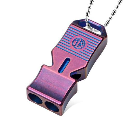 TACRAY Titanium Emergency Survival Whistle, Portable Necklace Whistle, Loud Whistle up to 120~130db, Good for Life Saving, Hiking, Camping, and Pet Training - color: Purple