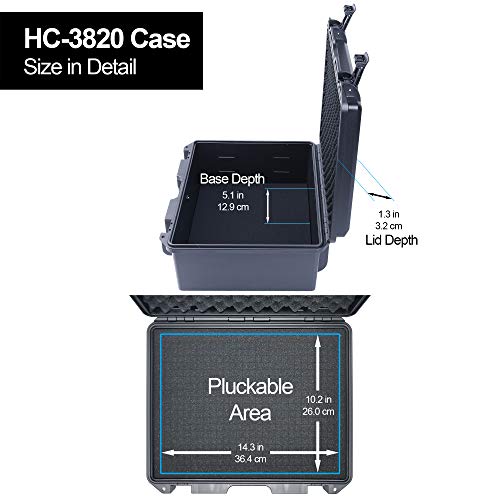 Lykus HC-3820 Waterproof Hard Case with Foam, Inner Size 14.33*10.24*5.75in - size: 14.33"×10.24"×5.75"