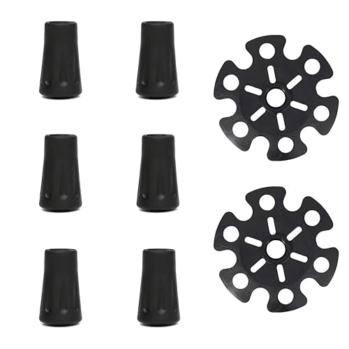 Trekking Pole Tips Set,6 PCs Walking Sticks Replacement Tips & 2PCs Snow Baskets,Fit for Most Standard Hiking,Trekking,Walking Poles