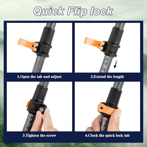 Hiking Poles, Ultra-Light Telescopic Trekking Poles,Portable Walking Sticks with Adjustable Height for Men and Women - color: Organge
