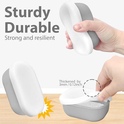 Leakproof Silicone Travel Soap Case with Drainage Layer, Silicone Bar Soap Holder Compact Portable Shatterproof Soap Container Box for Bathroom Gym Camp Travel Toiletries (Gray, Clear Lid) - color: Gray, size: Clear Lid