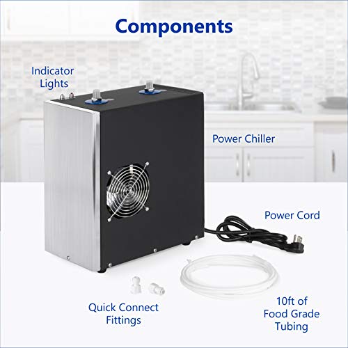 Express Water PC2000 Universal Chiller for Reverse Osmosis Water Filters | Built-in Cooling Fan, Dedicated 1/3 Gallon Cold Water Tank, Adjustable Temperature Knob, 1/4" Quick Connect Fittings Included - color: Chrome, style: Accessories