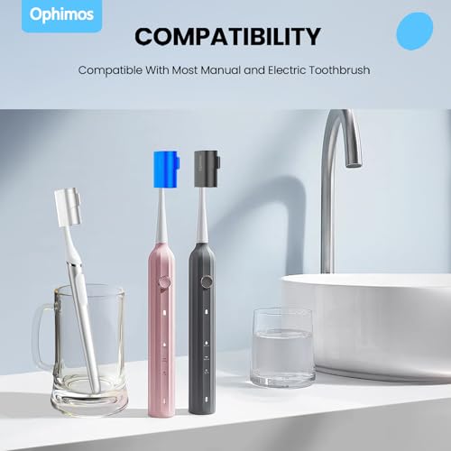 Aluminum Toothbrush Head Cover Cap, Tooth Brush Travel Protector Case - color: Silver+Blue, size: 2 Count