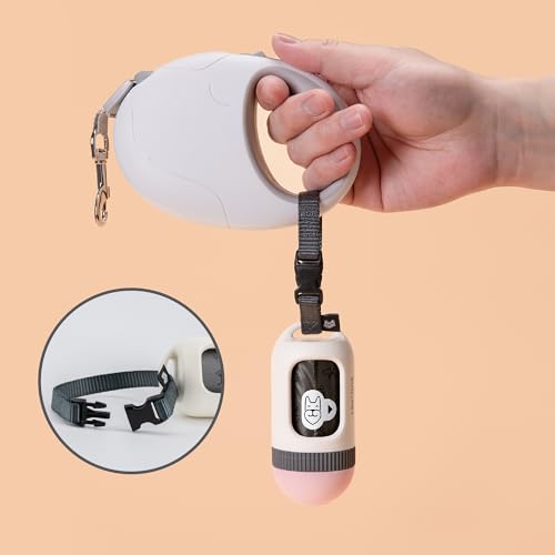 SVD.PET Dog Poop Bag Dispenser, Retractable Poop Bag Holder, White/Pink - color: White/Pink
