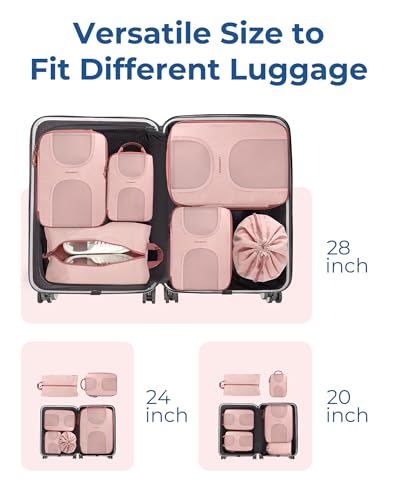 BAGSMART 6 Set Compression Packing Cubes, Travel Luggage Organizer Bags - color: 02-Baby Pink