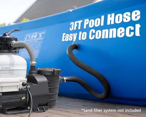 1.5 Inch Pool Filter Hose Replacement Kit, 2 Pack 3 ft Above Ground Pump Hoses with Adapters, Clamps and PTFE Tape, Flexible PVC for Sand Filter Systems