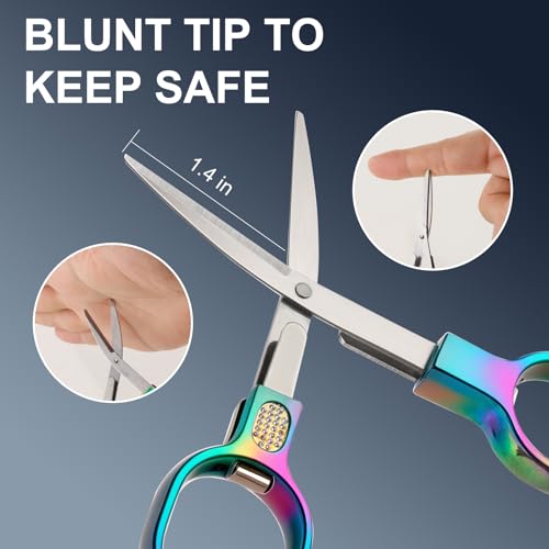 BSADIY 2 Pcs Mini Folding Stainless Steel Badge Scissors with 2 Keychains | Safety Foldable Pocket Small Travel Scissors All Purpose for Travel, Home, Office, Craft, Sewing, Nurse Accessories (Color) - color: Colored