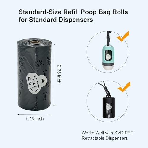 SVD.PET Dog Poop Bags Rolls with Hands-free Waste Bag Holder, 900 Bags - color: Gray (900 Poop Bags)