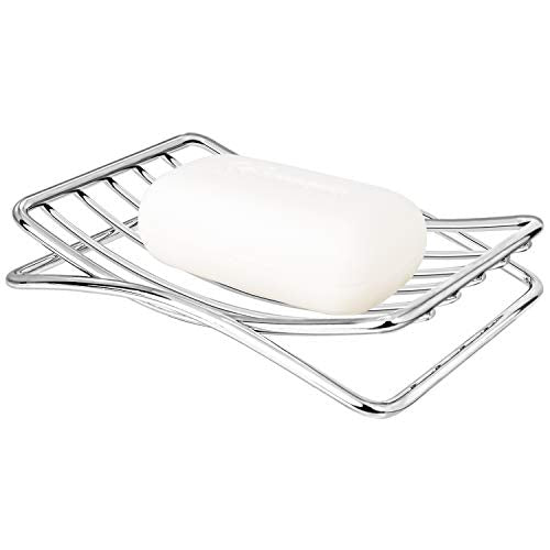 Soap Dish Stainless Steel Bar Soap Holder for Shower Bathroom, Self-draining Soap Dishes Sponge Holder for Kitchen Sink, Easy Cleaning Quick Dry(Soap Saver Not Included) - color: Chrome-1 Pack