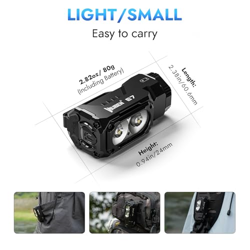 WUBEN E7 1800 Lm Hight Lumen Mini Flashlight with Magnet | Super Bright 6 Modes EDC Flashlight, IP68 Pocket Flashlight for Headlamp Use, Rescue, Camping、Hiking、Car repair etc - color: Black LBG