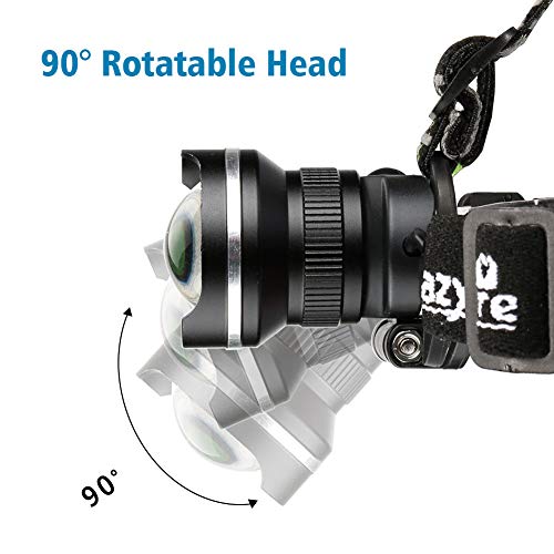 LED Headlamp, Super Bright Headlamp Headlight Flashlight, 3 Modes Zoomable Headlamps for Runing,Hiking,Camping,Fishing,Hunting(Black)