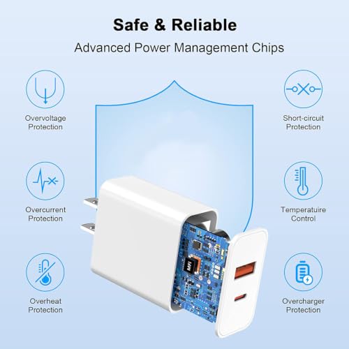 USB C Charger Block, 3Pack 20W Dual Port USB C Wall Charger Plug | Fast Charging Adapter USB A Quick Charging Brick Plug for iPhone Air/17 ProMax/16E/16 ProMax/16Plus/15/14/13,iPad Pro,AirPods - color: White