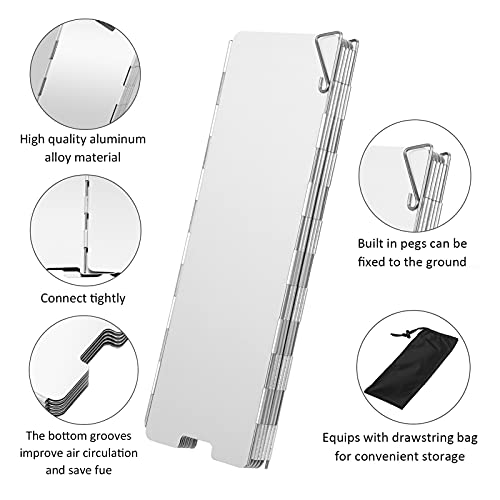 Camp Stove Windscreen, 10 Plates Lightweight Camping Stove Windshield Folding Outdoor Picnic Cooker Wind Screen for Camping Burner, Backpacking, Butane, Alcohol Stoves Wind Shield - size: 10 Plates Windscreen