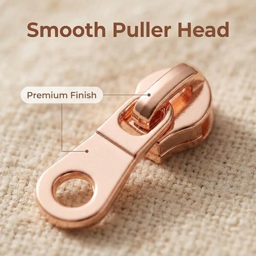 Sawoake 10 Yards Bulk Zipper(#5) Rose Gold Teeth with White Nylon Coil Zipper By The Yards,Can Replace 10PCS Sliders - color: Rose Gold-White-1