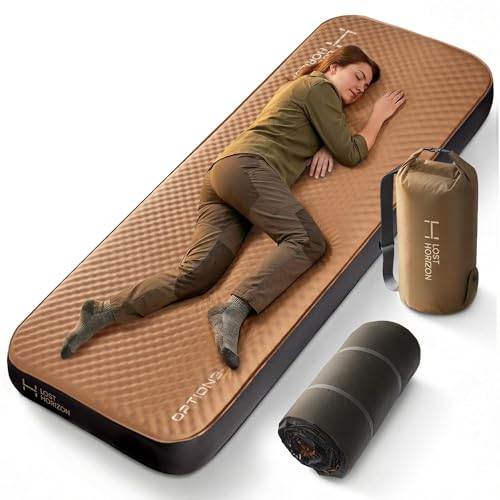 Lost Horizon Option3 Self-Inflating Foam Camping Mattress, Single, 4.5" - color: Brown, size: Single, style: Mattress Only
