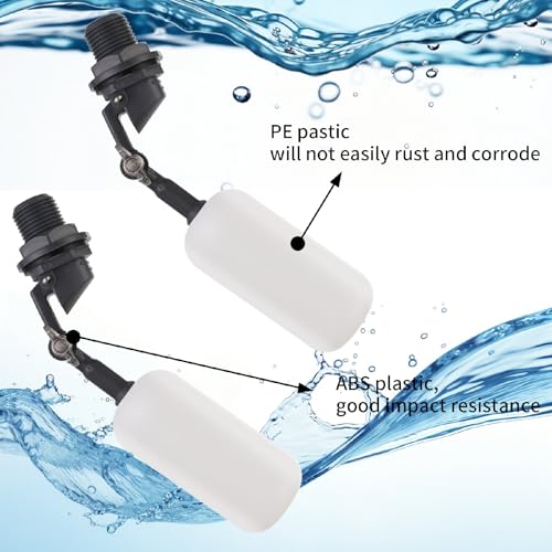 1/2 Inch Float Valves Automatic Water Filler for water trough | Standard 1/2 inch NPT Thread，Adjustable Float Valve for Ponds & Livestock Troughs Durable Plastic and Easy Install (3-Pack )