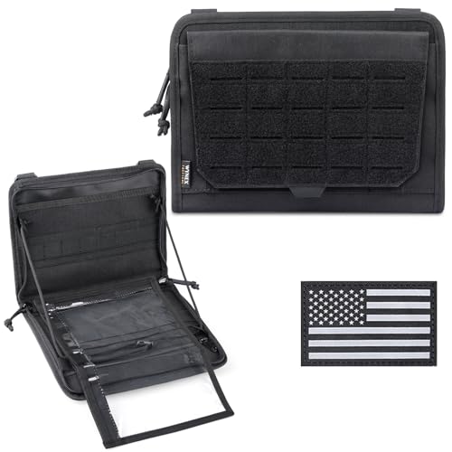 WYNEX Tactical Molle Admin Pouch, Laser-Cut, EDC Organizer Tool Pouch | Utility Organizer EDC Medical Bag, EDC Pocket Modular Pouch, Tactical Accessories EDC Pouch, Include U.S Patch - color: Black (upgrade)