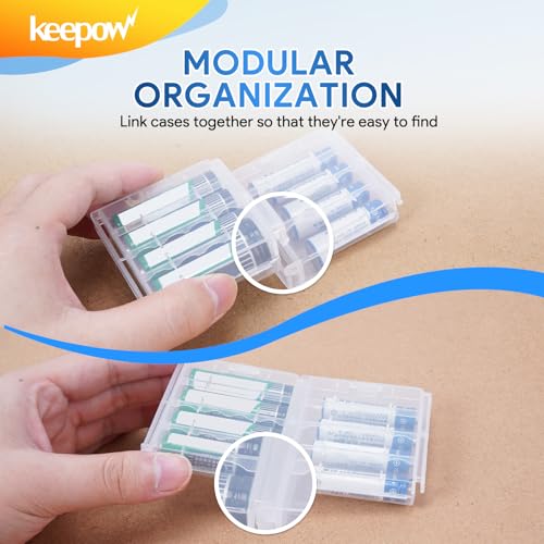 KEEPOW 20 Pcs AA/AAA Battery Storage Case Holder Box, Clear Color - size: 20 Pack