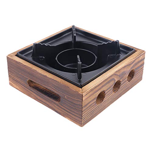Alcohol Stove Iron & Wooden Portable Square Commercial Solid Stove Household Stove for Home Outdoor BBQ Camping