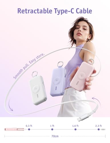 RORRY CharmGo Portable Charger 3 in 1 iPhone Power Bank for Apple 12000mAh - color: Purple