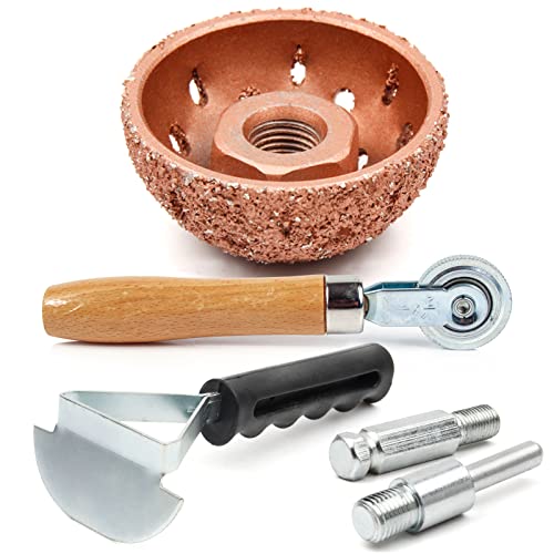 Shineyoo Tire Repair Patch Tools - 42mm Tungsten Steel Buffing Wheel & Tire Patch Roller Scraping Cutter Kit